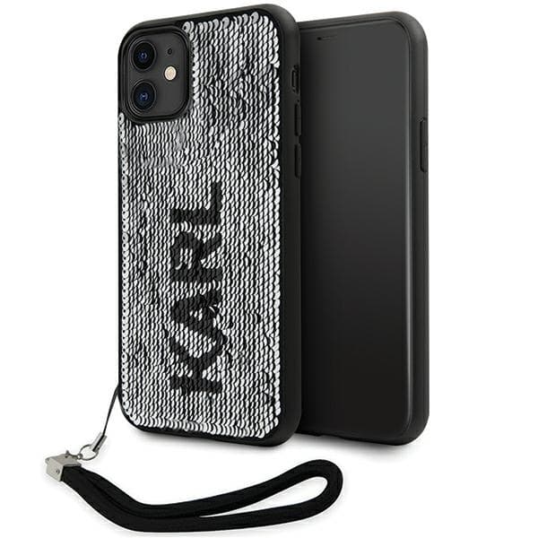 Karl Lagerfeld ovitek za iPhone 11 / Xr 6.1" Sequins Cord, srebrn