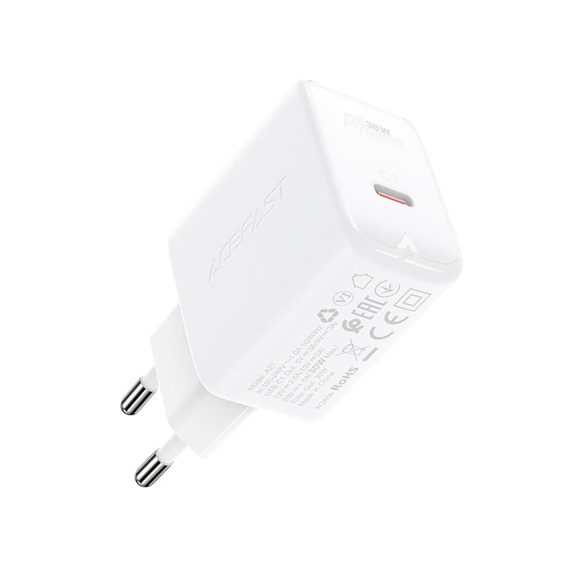 Acefast GaN stenski polnilnik USB-C 30W, PD, QC 3.0, FCP, bel (A21) 3