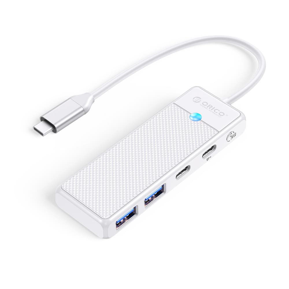Orico PAPW2AC-C3 USB-C razdelilnik, 4 vrata (2x USB-A 3.0, 1x USB-C 3.0, PD 100W), 0.15m, bela