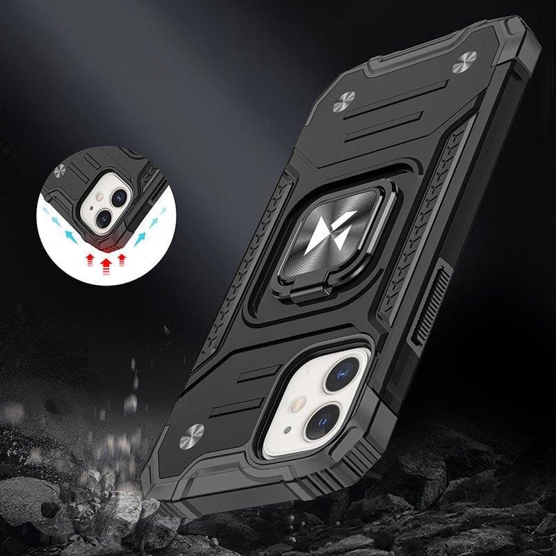 Wozinsky Ring Armor ovitek za iPhone 14 MAX, črn, s stojalom in obročem 7