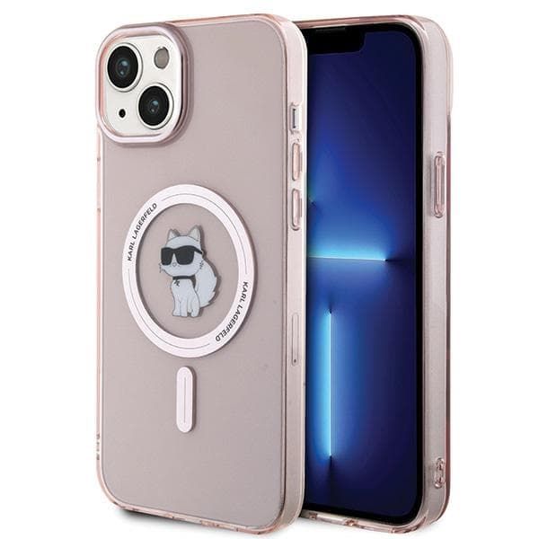 Karl Lagerfeld ovitek za iPhone 15 Plus, IML Choupette MagSafe, roza