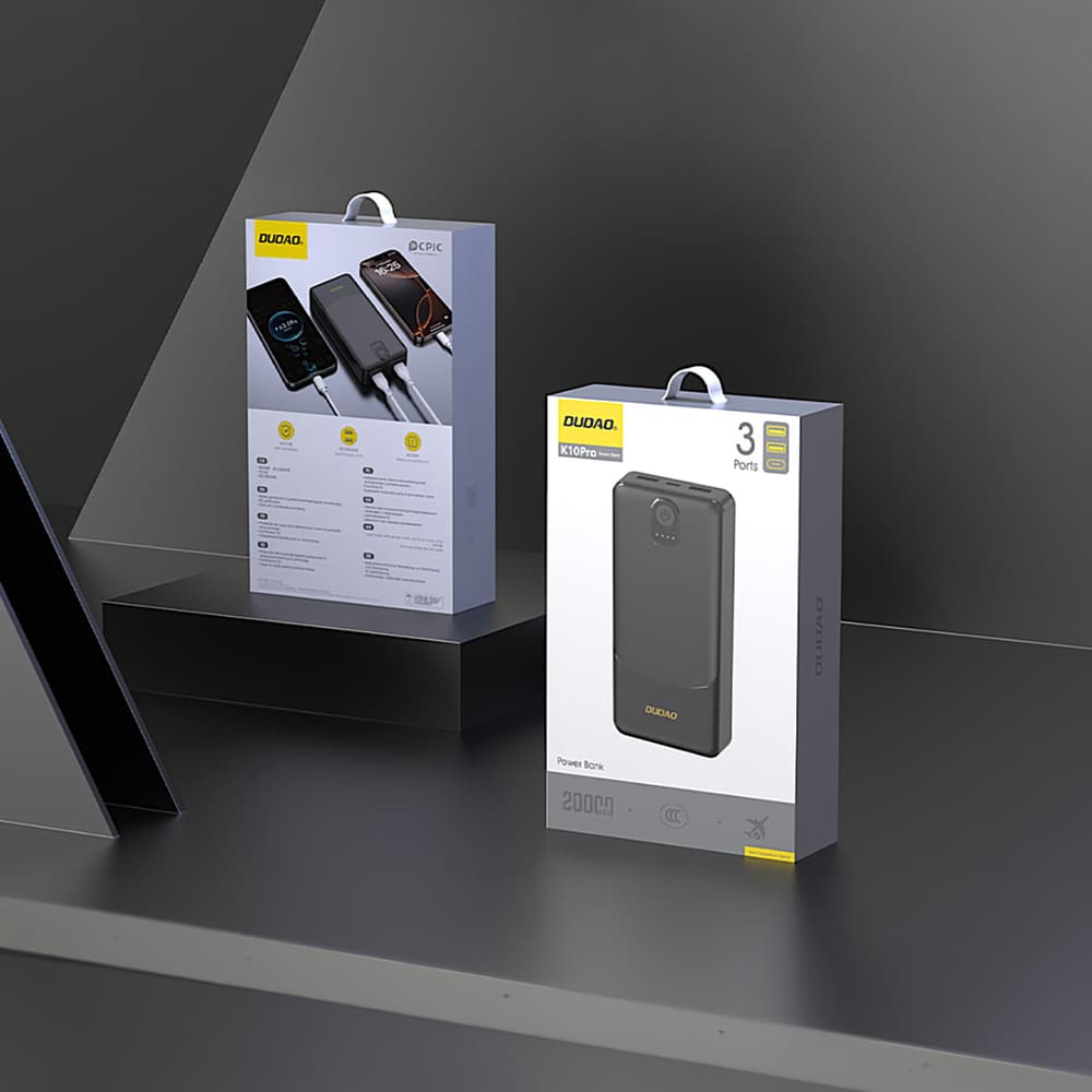 Dudao K10Pro Power Bank 20000mAh 2x USB-A, črna 5