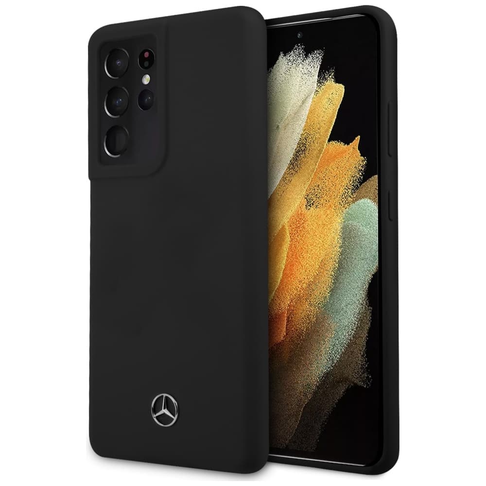 Ovitek Mercedes Silicone Line za Samsung Galaxy S21 Ultra - Črna