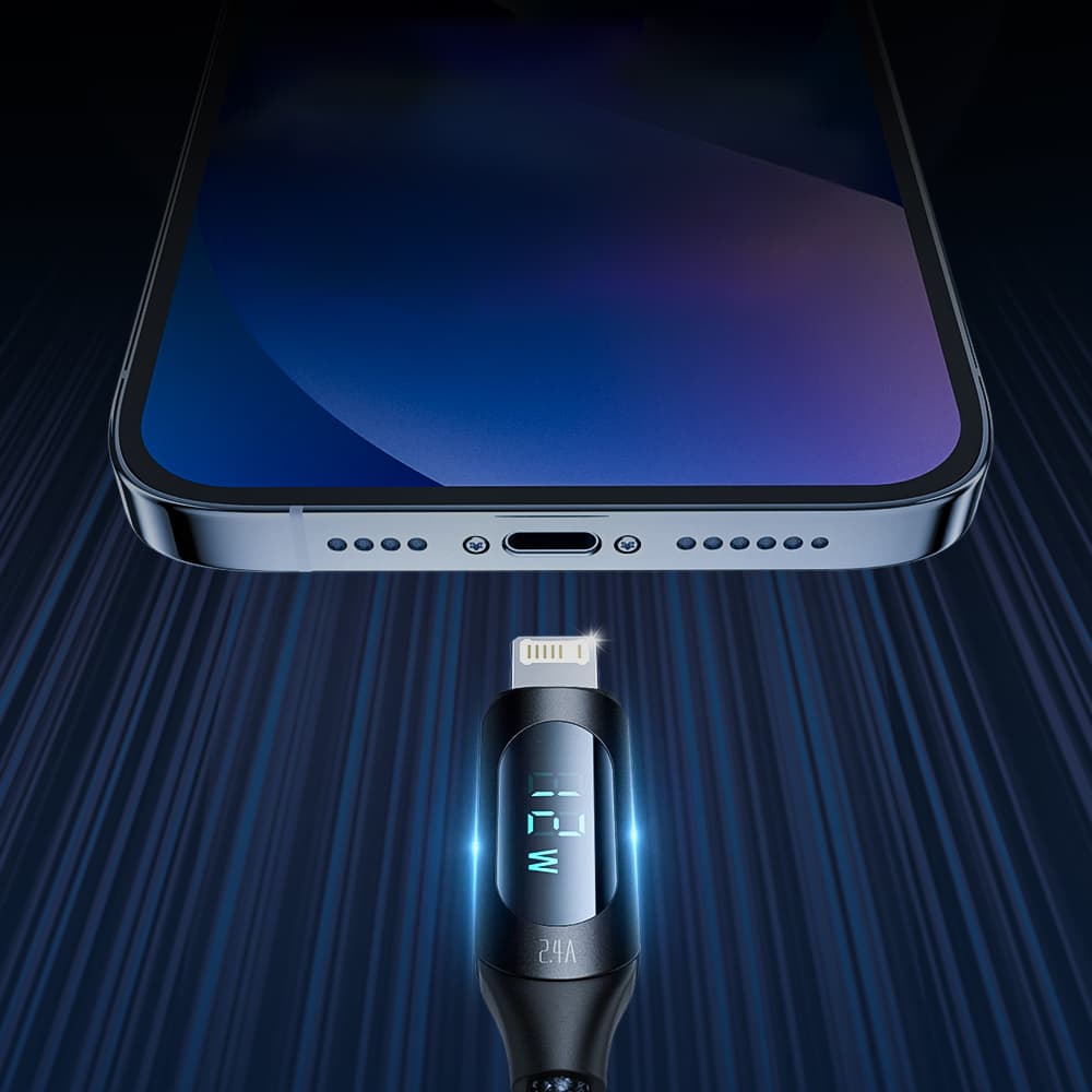 Wozinsky WUALC2 USB-A na Lightning kabel z LED zaslonom, 2.4A, 2m - črn 5