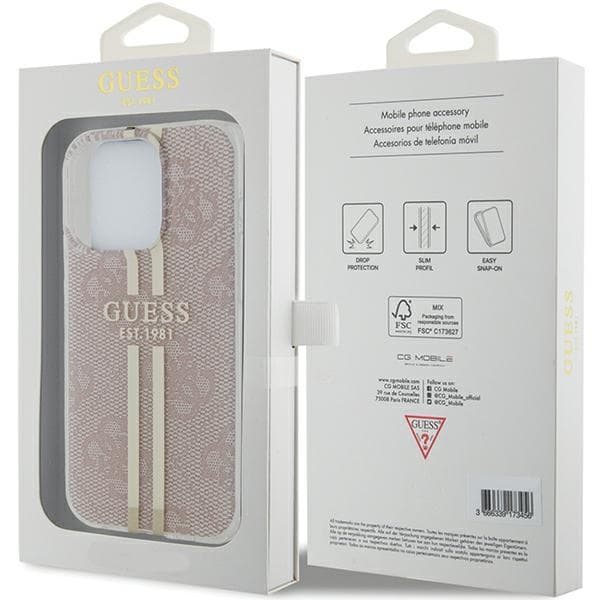Ovitek Guess IML 4G Gold Stripe za iPhone 14 Pro Max - roza 8
