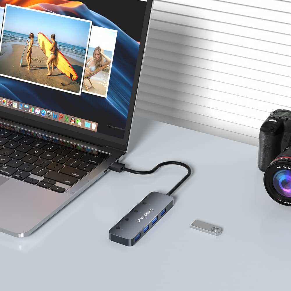 Wozinsky WHS080YSS USB-A 3.0 Hub s 4 priključka i prekidačima - Siva 5