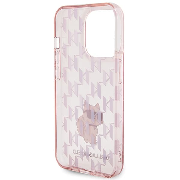 Karl Lagerfeld ovitek za iPhone 15 Pro Max, Monogram Choupette, roza 7