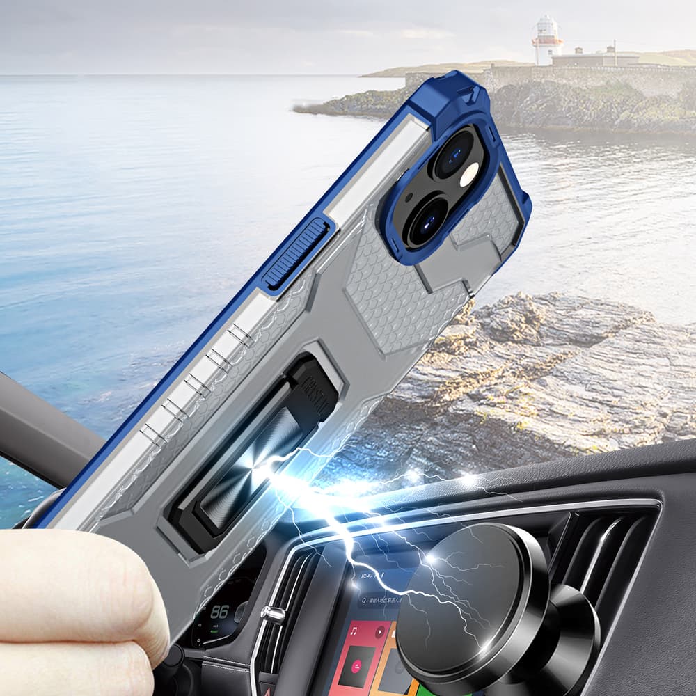 Ovitek Crystal Ring Case Kickstand za iPhone 13 mini (modr) 3