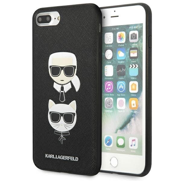 Karl Lagerfeld Saffiano Karl&amp;Choupette Head etui za iPhone 7 Plus / 8 Plus - črna