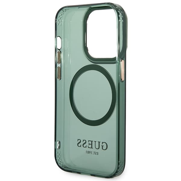 Ovitek Guess Gold Outline Translucent MagSafe za iPhone 14 Pro, zelen 7