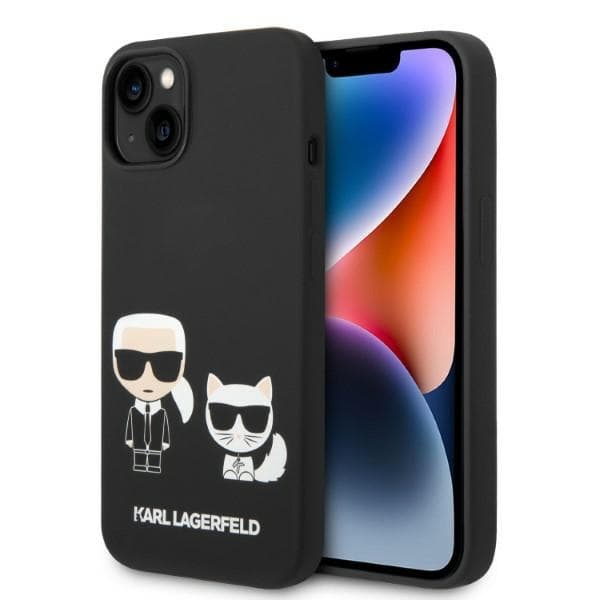 Ovitek Karl Lagerfeld Liquid Silicone Karl & Choupette MagSafe za iPhone 14 Plus, črn