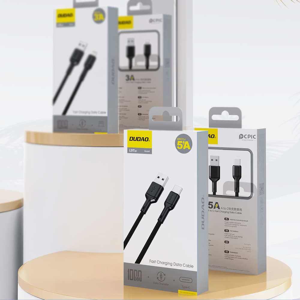Dudao L9T 5A USB-A na USB-C kabel, 1m, črn 5