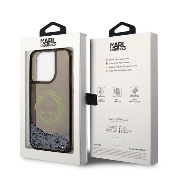 Etui Karl Lagerfeld Liquid Glitter RSG za iPhone 14 Pro - črni 8