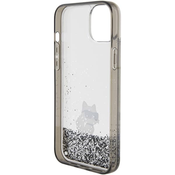 Ovitek Karl Lagerfeld Liquid Glitter Choupette za iPhone 15 Plus - prozorna 7