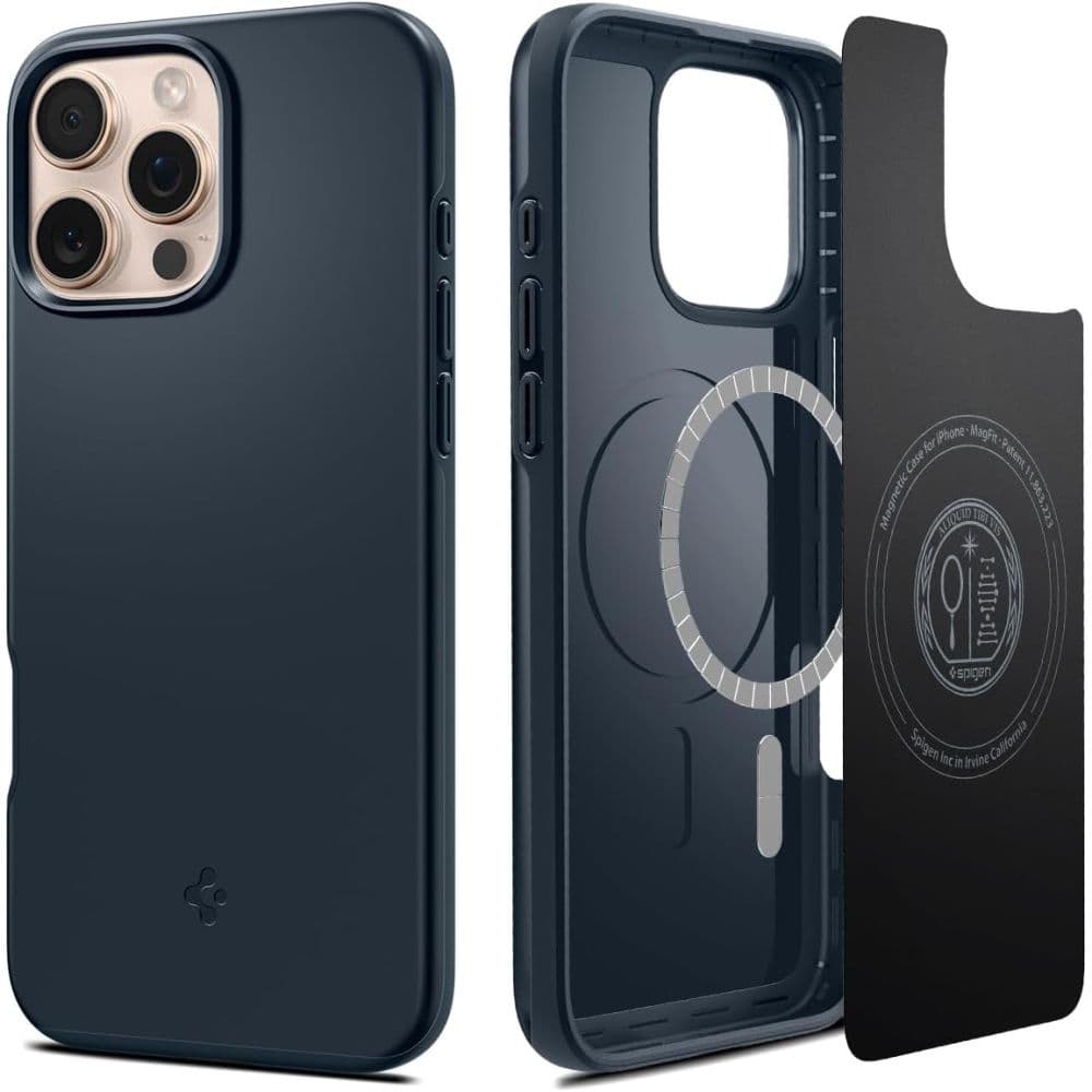 Pritrden ovitek Spigen Thin Fit MagSafe za iPhone 16 Pro - temno siv