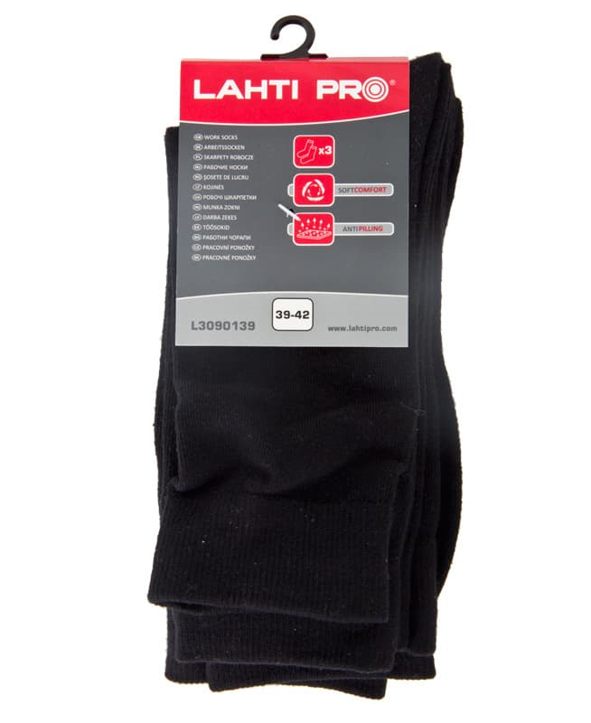 Delovni nogavici Lahti Pro, črne, tanke, 3 pari, vel. 39-42 2