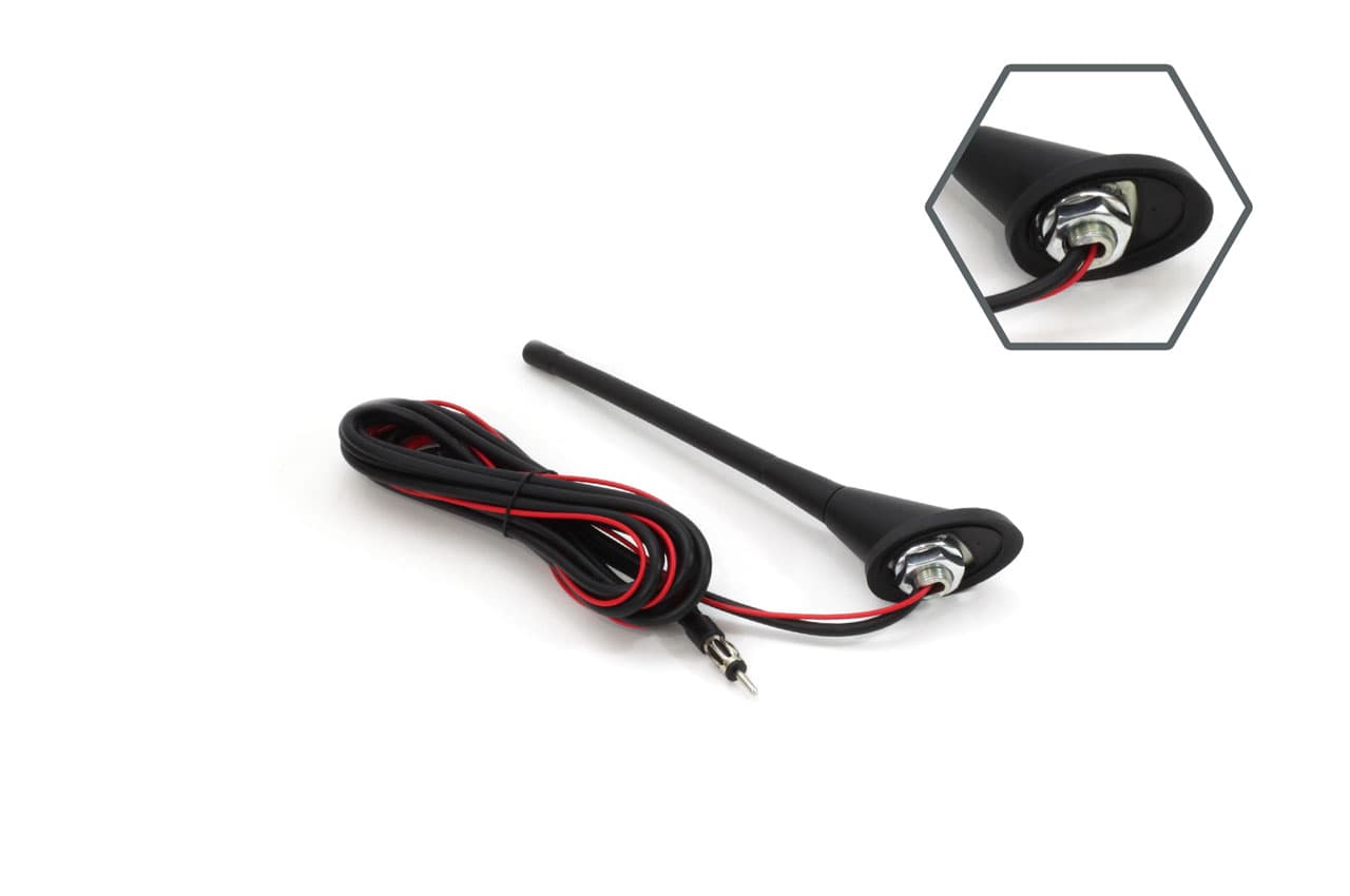 AMiO Antena avtomobilska AM/FM z ojačevalnikom 12V, 18cm 2