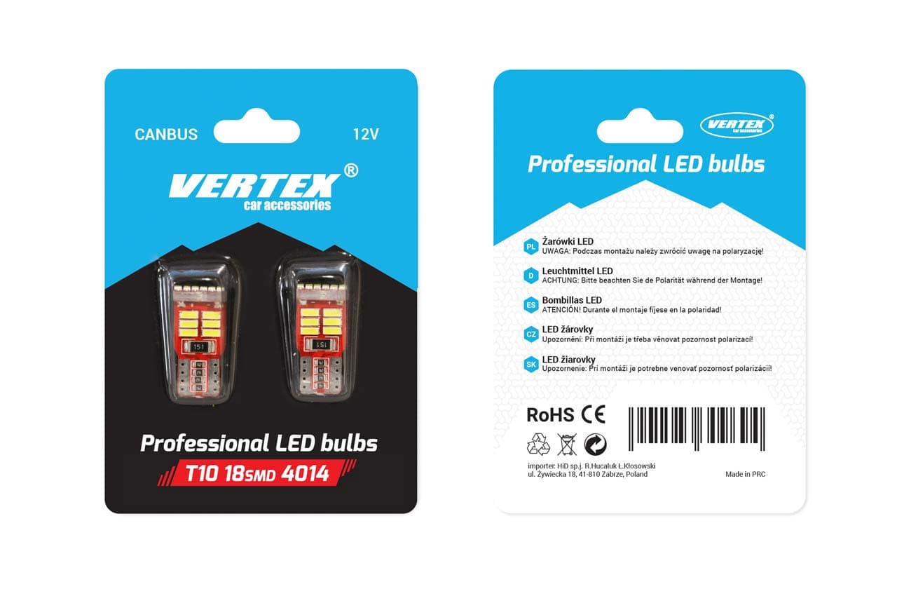 AMiO LED žarnica T10 W5W Canbus 18xSMD 4014 White 2