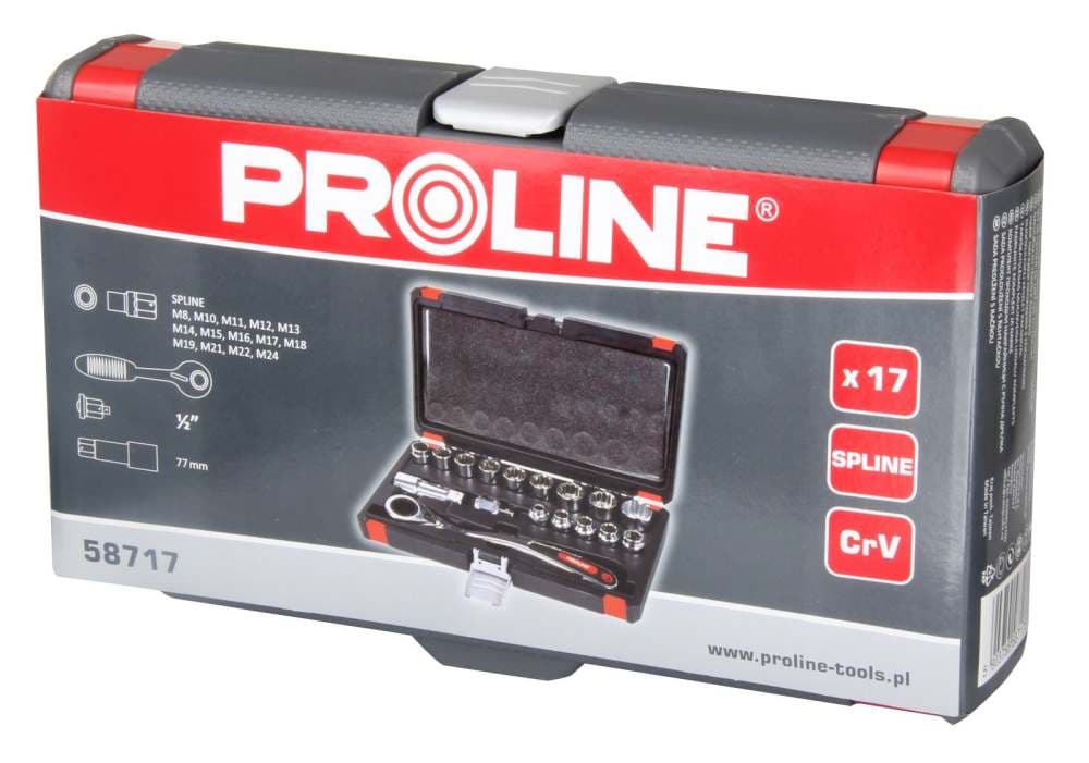 Set nasadnih ključev spline, prehodni, z ragljo, 17 kos, CRV Proline 2