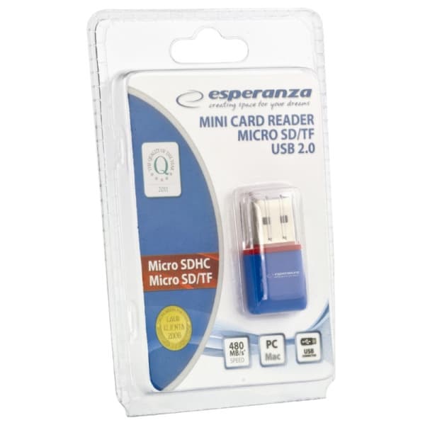 Esperanza Micro SD USB čitalnik kartic, moder (EA134B) 4