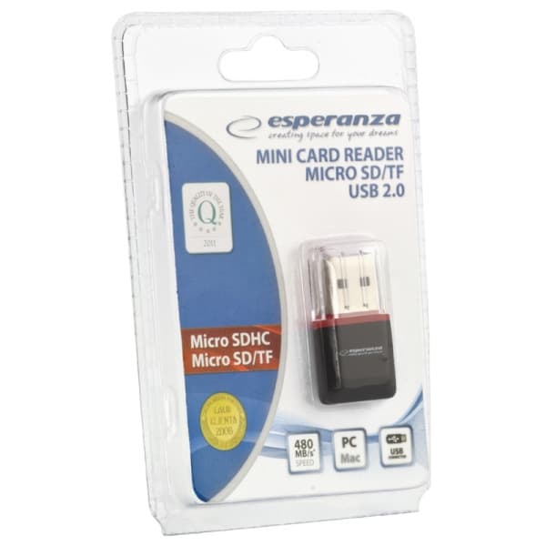 Esperanza Micro SD USB čitalnik kartic, črn (EA134K) 4