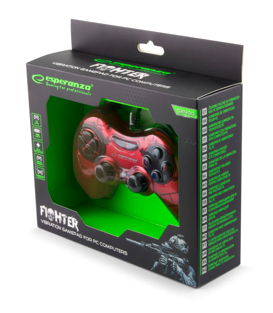 Esperanza EGG105R Fighter gamepad za PC (rdeči) 4