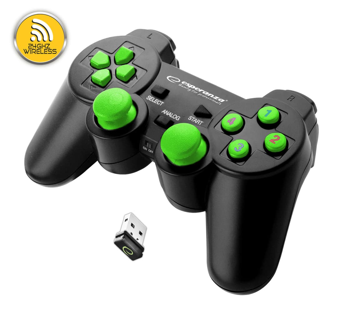 Esperanza EGG108G Gladiator brezžični gamepad PC/PS3 (črno-zelen)