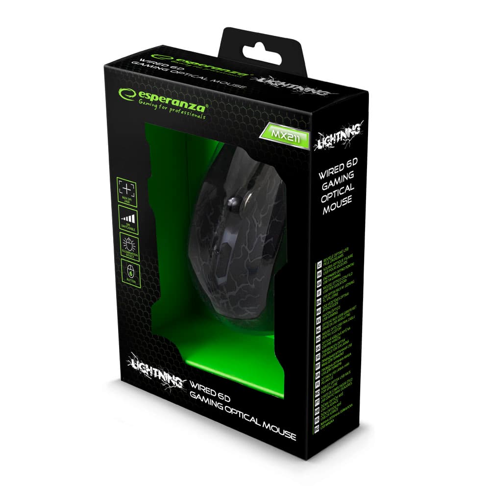 Esperanza EGM211R gamerska miška Lightning, večbarvna, USB 4
