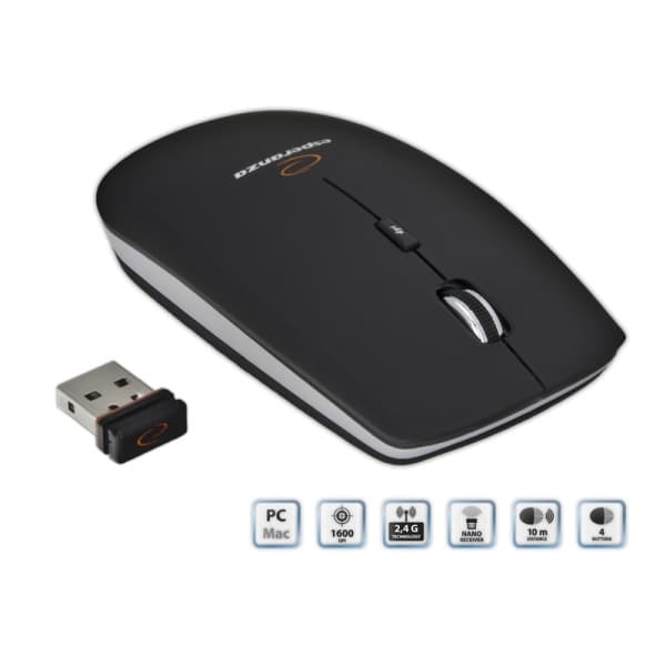 Esperanza EM120K brezžična miška, 2.4GHz, optična, USB, črna 3