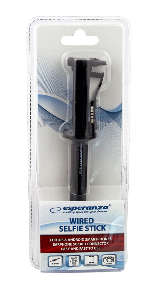Esperanza EMM119K žični selfie monopod, črn 2