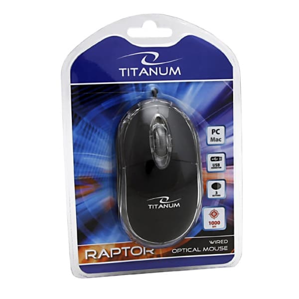Titanum TM102K žična miška Raptor, črna, USB 3