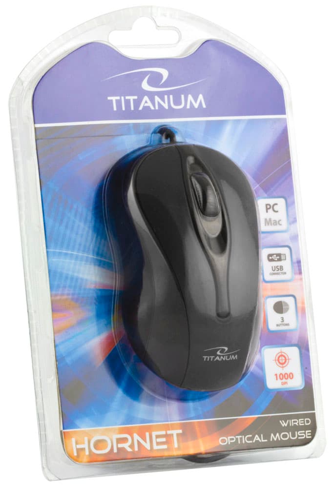 Titanum TM103K žična miška Hornet, črna, USB 4