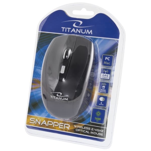 Titanum TM105K brezžična miška, 2.4GHz, optična, USB, črna 4