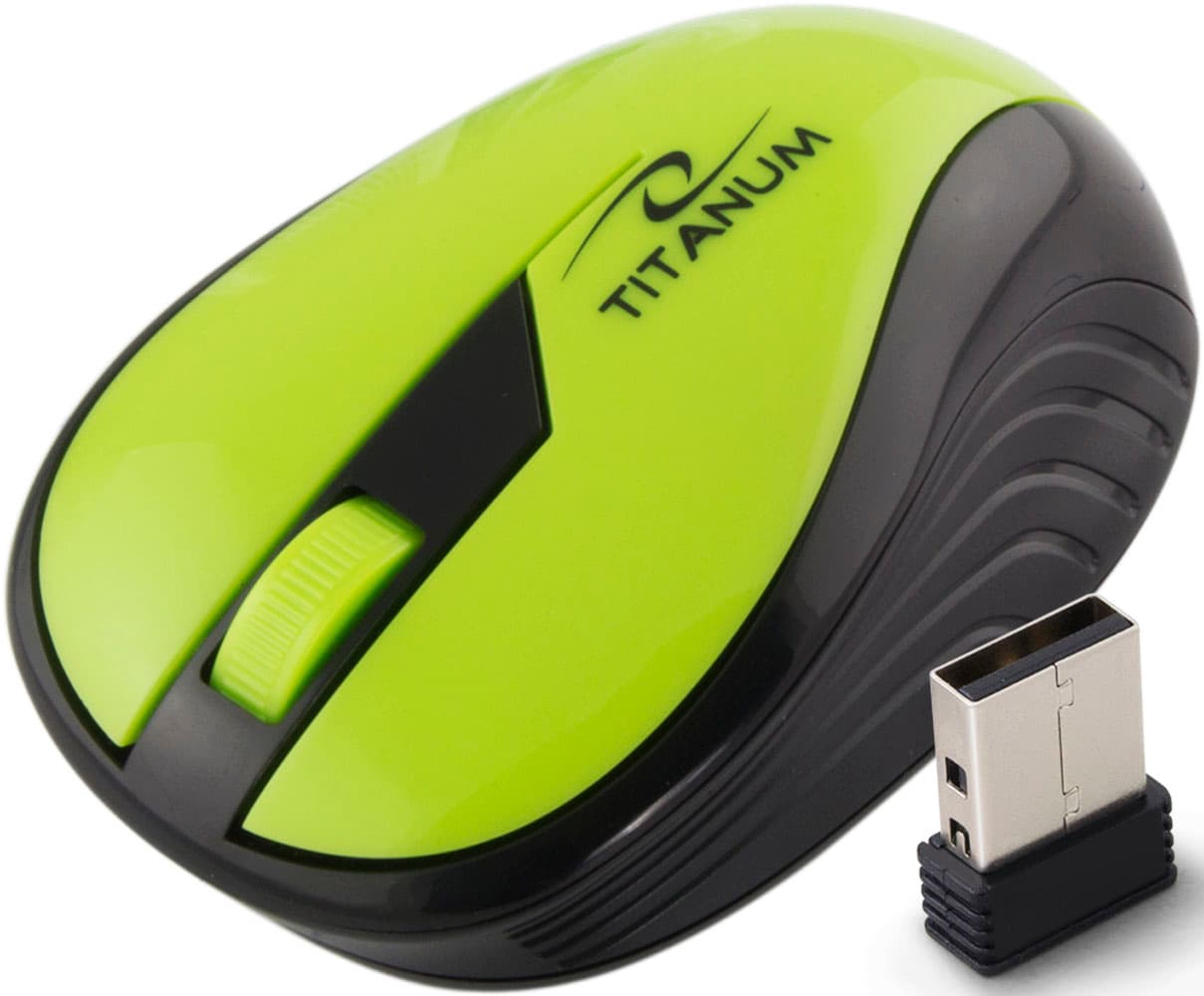 Titanum TM114G brezžična miška, 2.4GHz, optična, USB, zelena