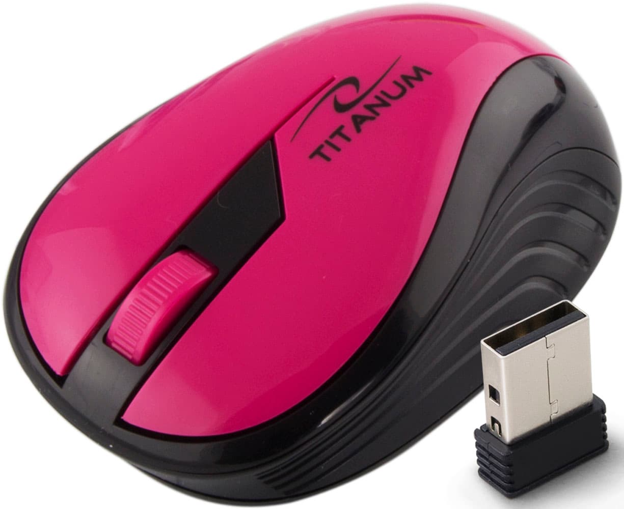 Titanum TM114P brezžična miška, 2.4GHz, optična, USB, roza