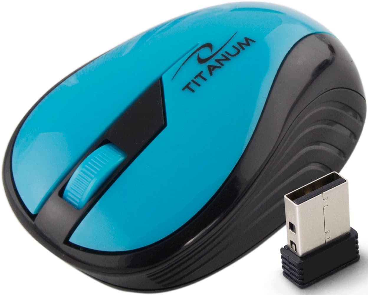 Titanum TM114T brezžična miška, 2.4GHz, optična, USB, turkizna