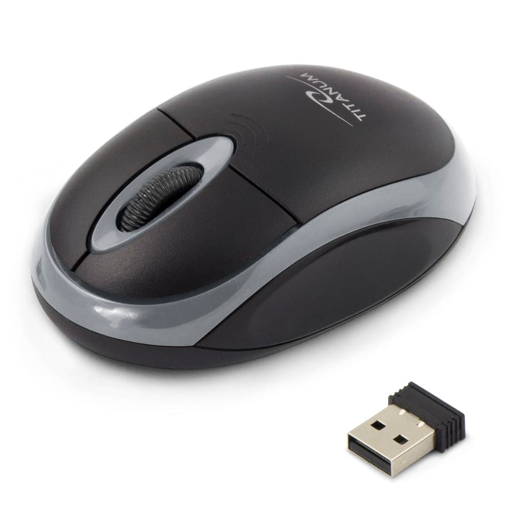Titanum TM116E brezžična miška, 2.4GHz, optična, USB, črno-siva