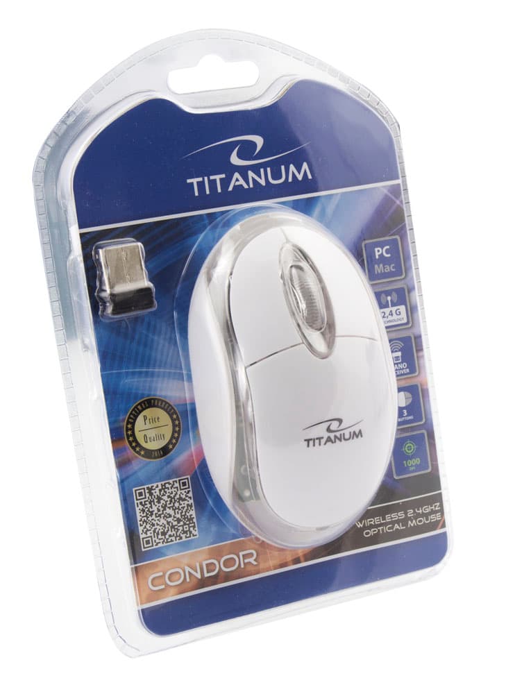 Brezžična optična miška Titanum TM120W, bela 2