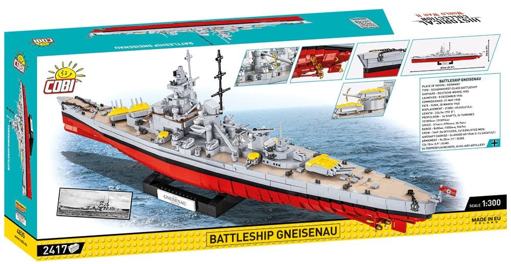 Model COBI KLOVCI Bojna ladja Gneisenau 1:300 3
