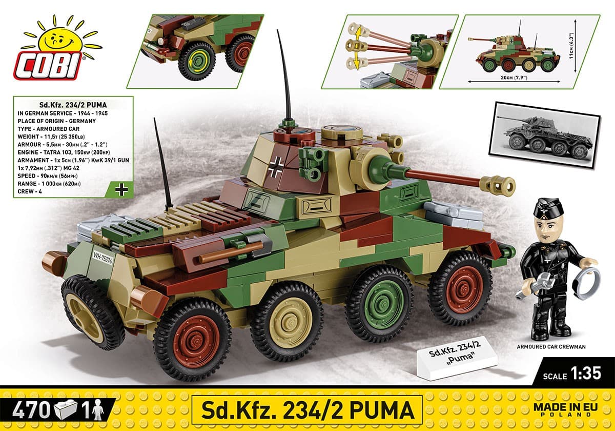 COBI Kocke 2287 Sd.Kfz. 234/2 Puma - oklepni avto 2