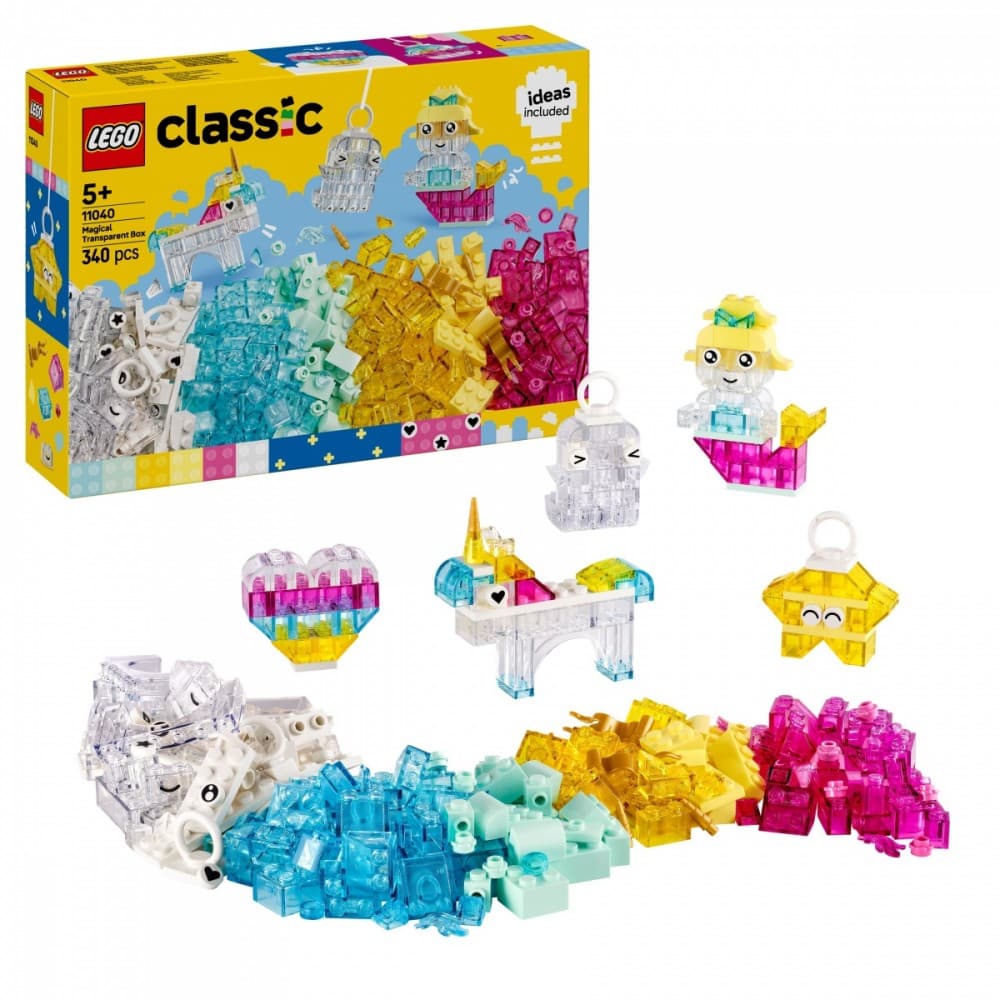 LEGO Classic Magični set s 340 prozornih in barvnih kock 8