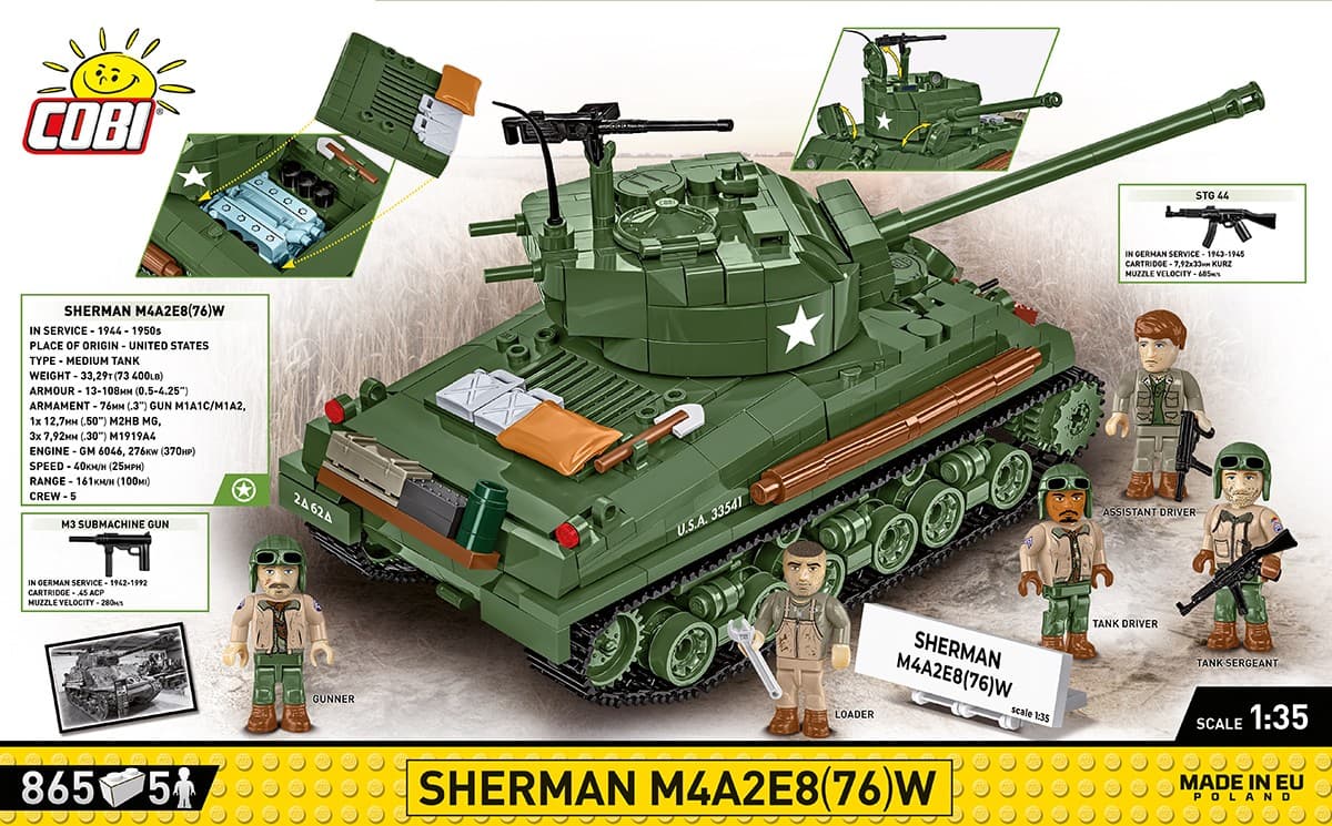 COBI Kocke Sherman M4A2E8 865 kosi+ 2