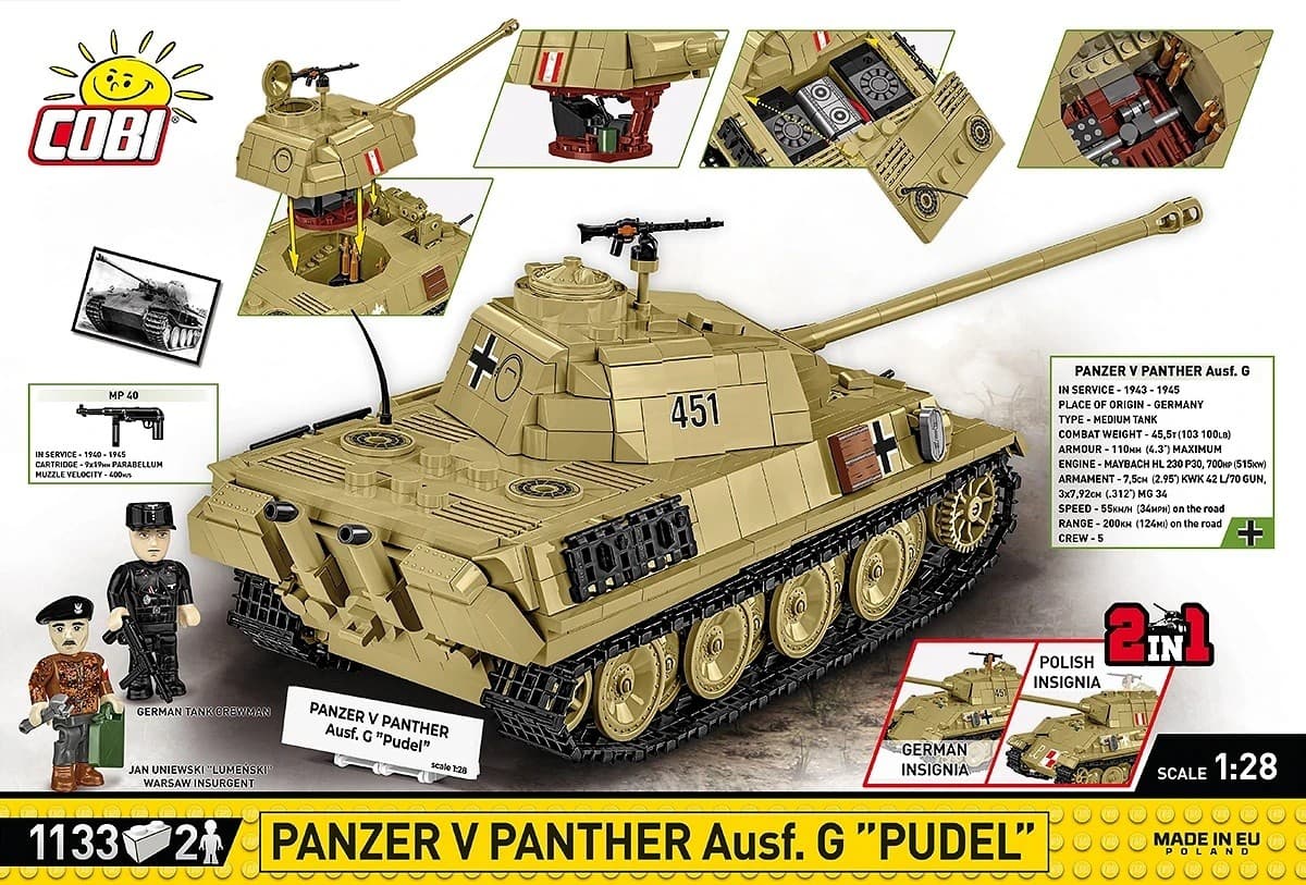 COBI Kocke Panzer V Panther Ausf.G "Pudel" 1133 kos 3