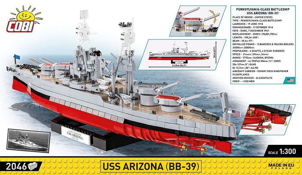 COBI Kocke Vojaška ladja USS Arizona BB-39, 2046 kos 2