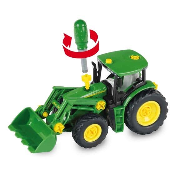 KLEIN Traktor John Deere za sestavljanje z 2 prikolicama 5
