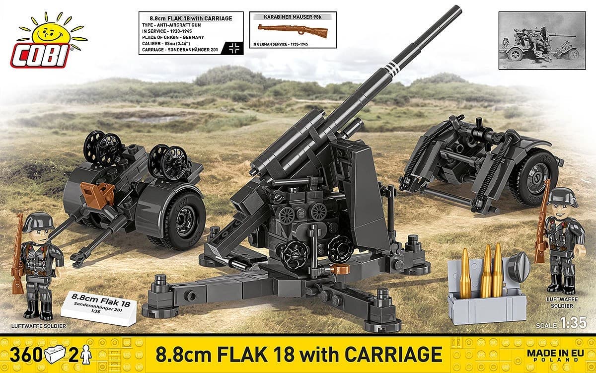 Gradbeni bloki COBI 8.8 cm Flak z vozičkom (360 kock) 2