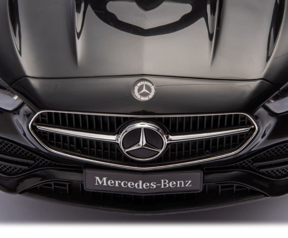 Otroški voziček Mercedes C-Class s potisnim ročajem, črn 7