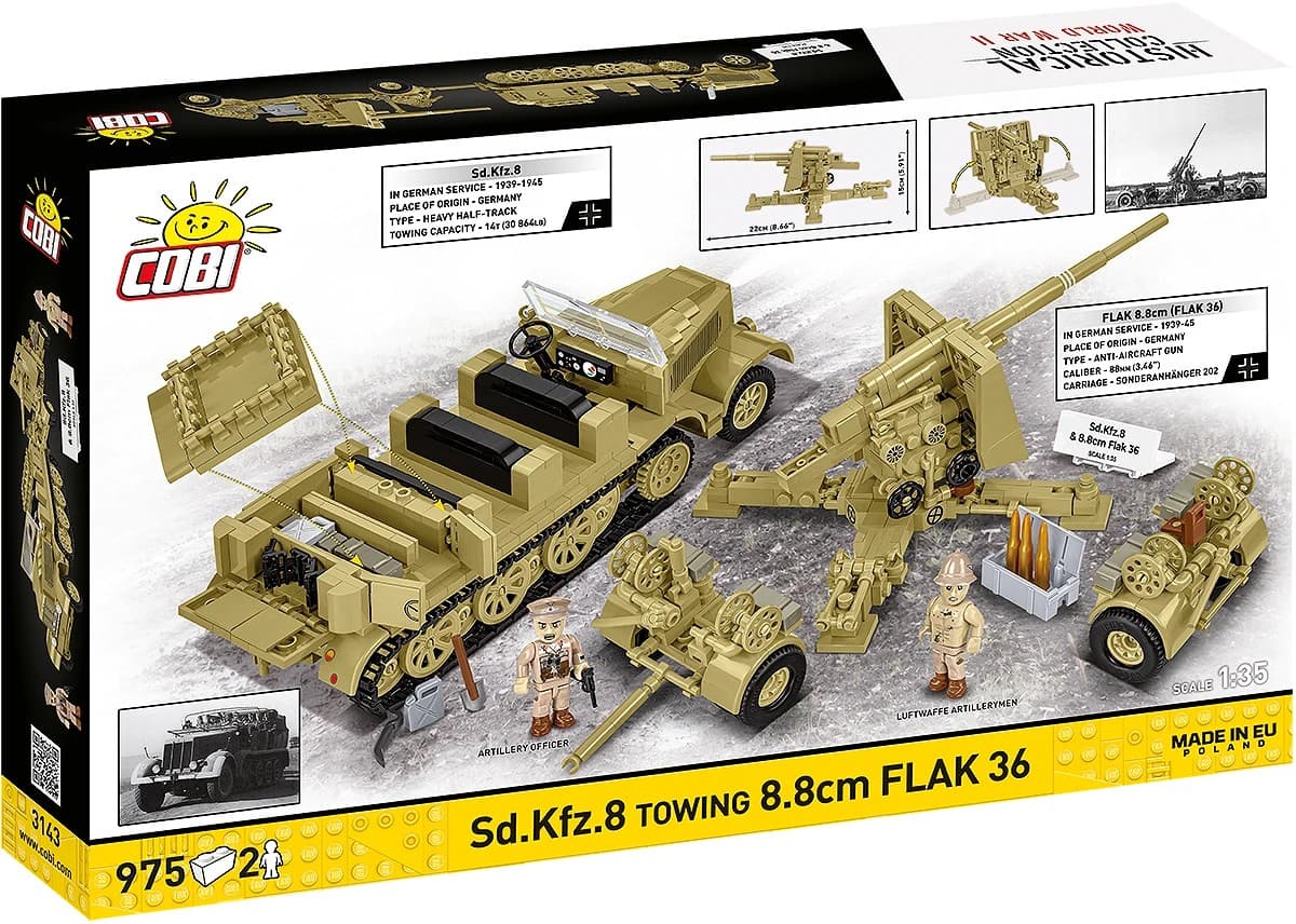 COBI Kocke - Sd.Kfz.8 vleče 8.8 cm Flak 36 (975 kosov) 7