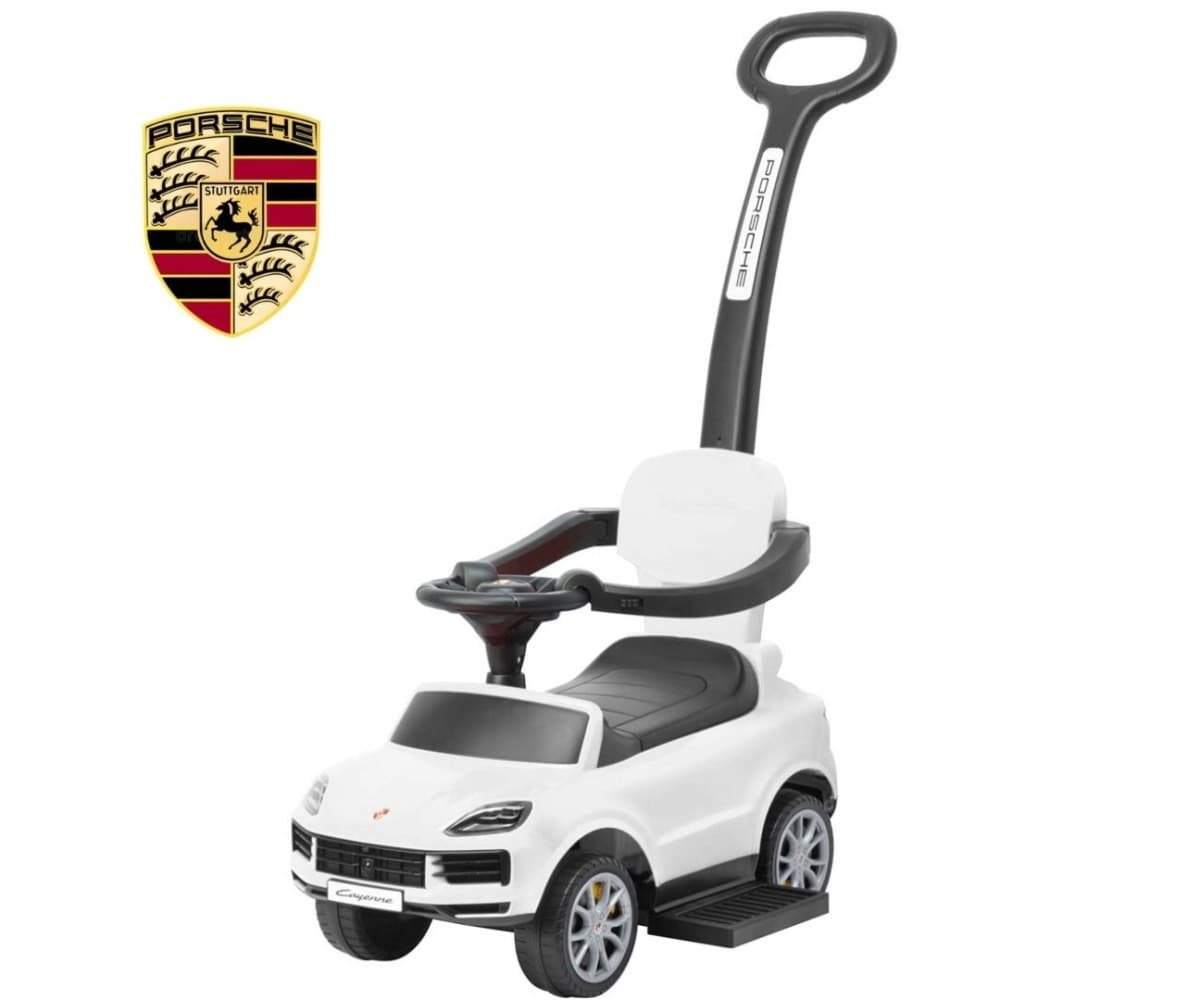 Otroški avto-jeździk Milly Mally Porsche Cayenne z ročajem, bel 2