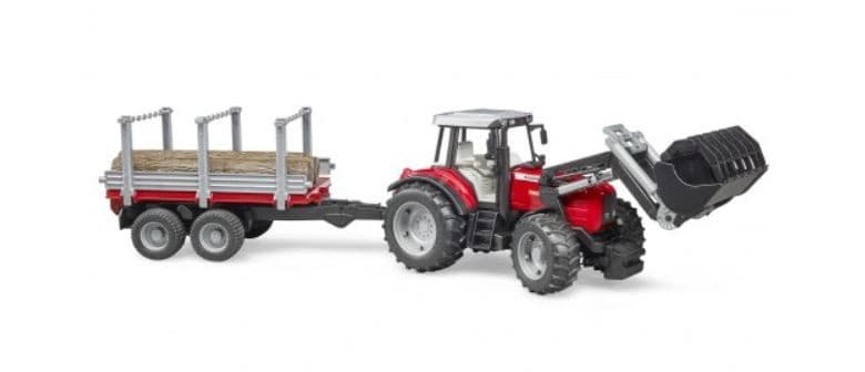 BRUDER Traktor Massey Ferguson s prikolico